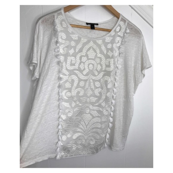 J. Crew | Linen Boho Pom Fringe Detailed Blouse - Picture 6 of 10